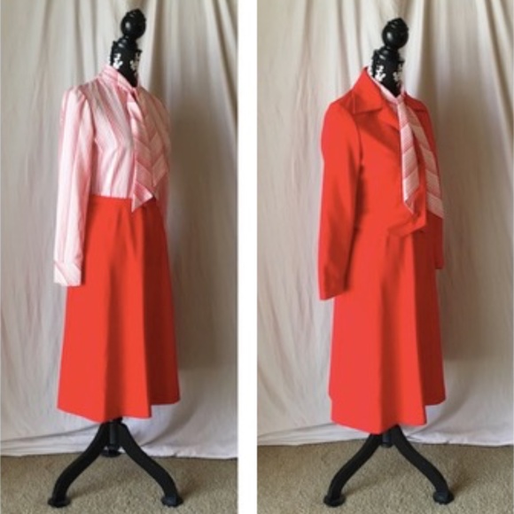 Vintage 1970’s Union Made Candy Stripe Secretary Dress & Jacket Set, XS/Small - Picture 9 of 14
